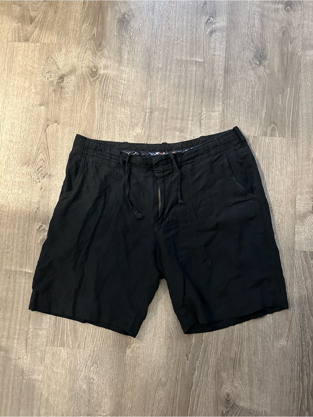 Vintage Ralph Lauren Silk-Linen Men's Black Hybrid Drawstring Shorts